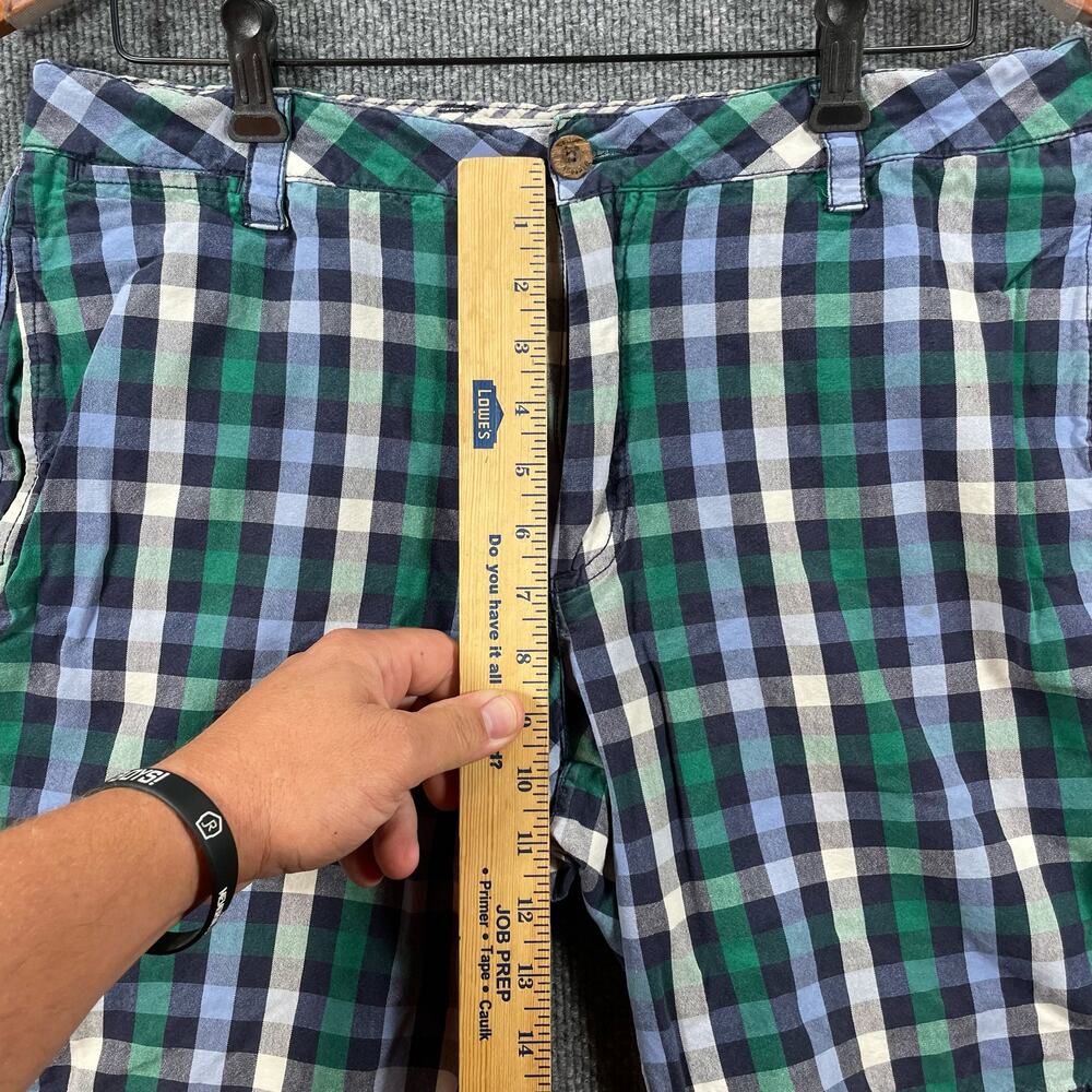 Tailor Vintage Casual Shorts Men's 34 Blue/Green Plaid Button Pockets - Picture 3 of 9